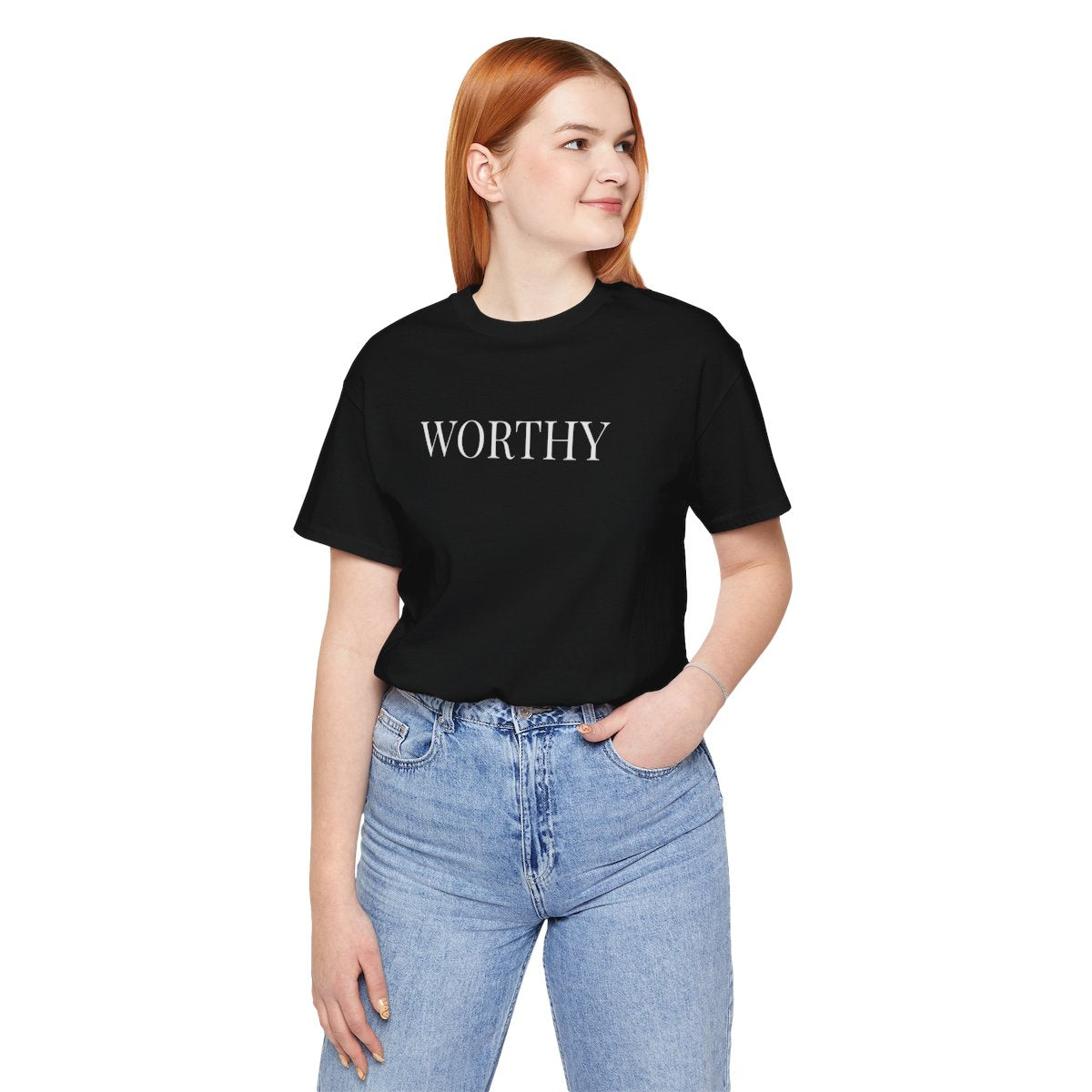 Worthy Tee — Minimal Inspirational "WORTHY" Graphic T-Shirt
